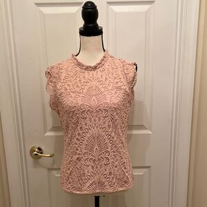 White House Black Market size 10 pink lace top.